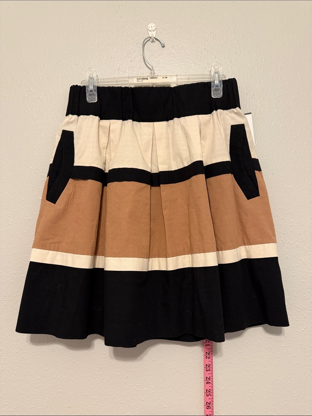 HD in Paris Black, Cream & Tan Striped Circle Skirt